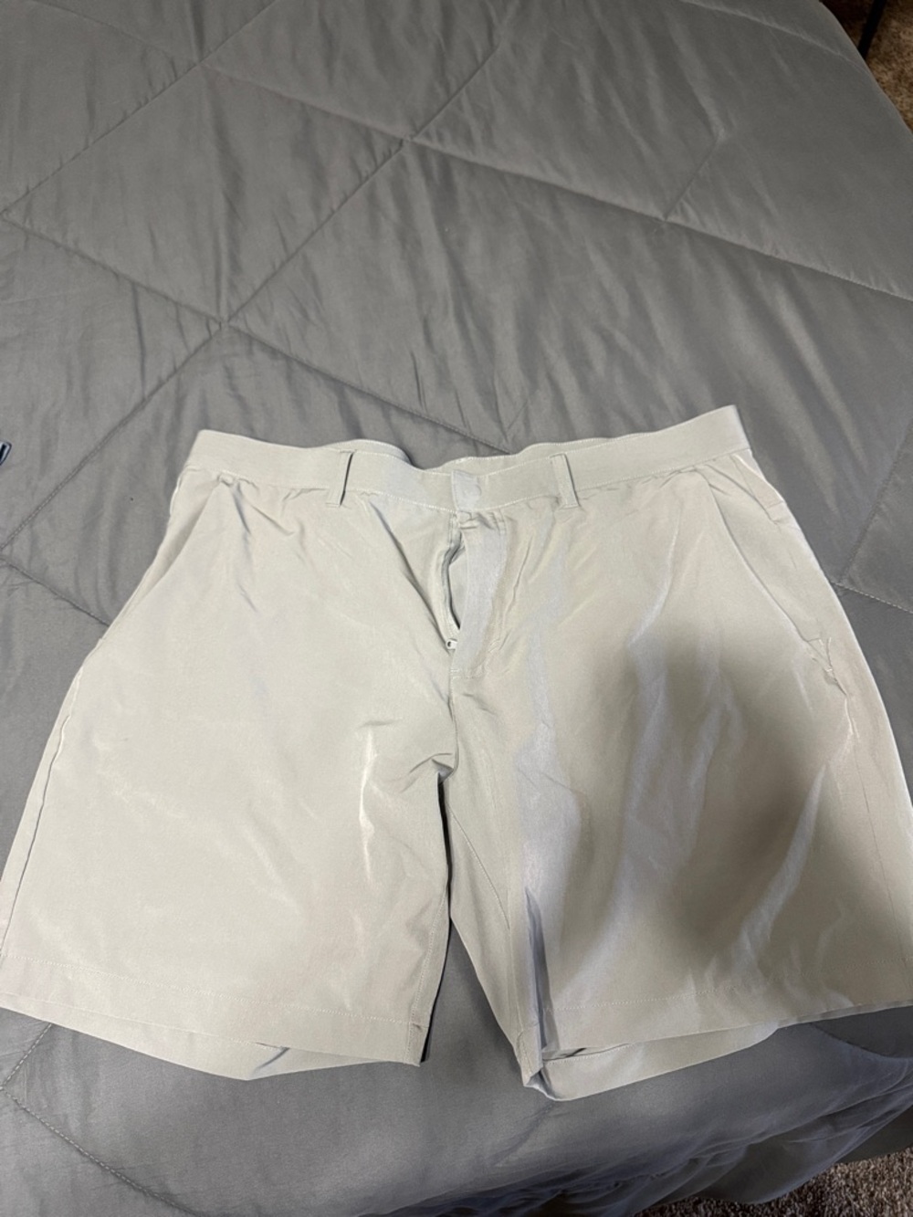 Fabletics Men's Light Gray Flat Front Performance Shorts